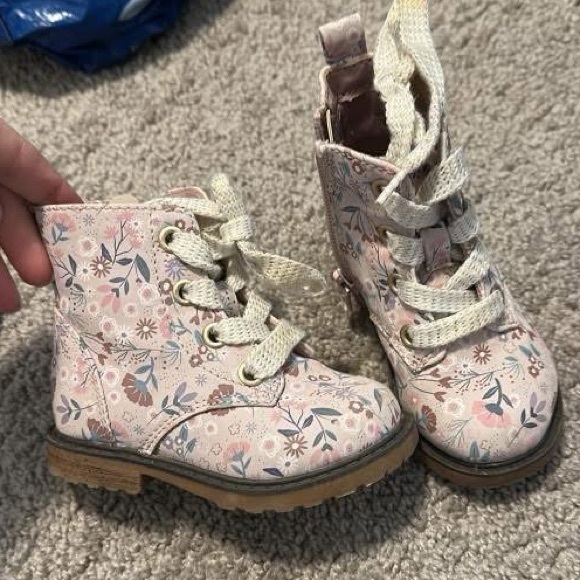 Floral Pink Kids Boots - Picture 1 of 1